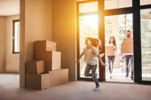 Family moving into a new home