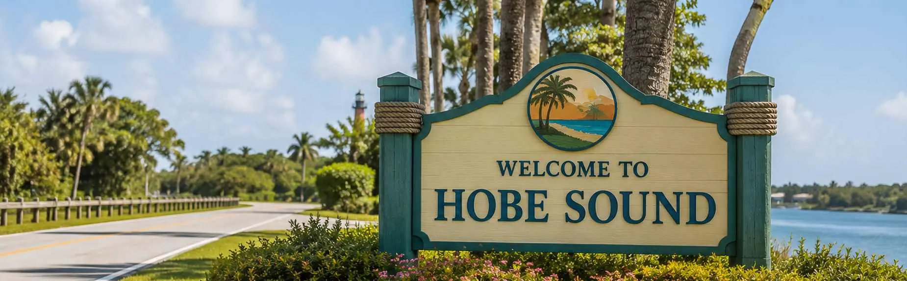 Welcome to Hobe Sound Florida sign - Good Greek moving services