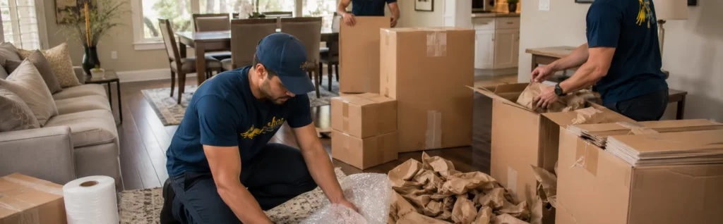 Good Greek professional packing service wrapping and packing items in boxes